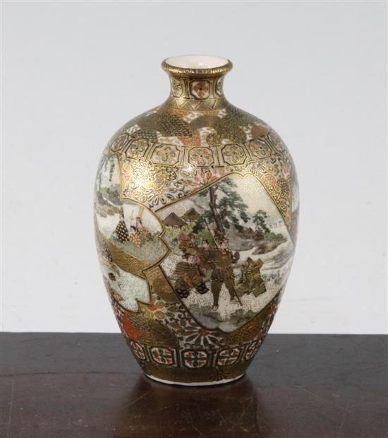 A Japanese Satsuma pottery small ovoid vase, Meiji period, 9.5cm